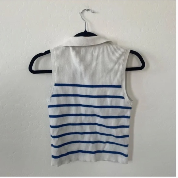 Rib-Knit Crop Polo Hipster Preppy Collared Sailor Ocean Vaca Classy Sweater Top - Picture 4 of 10